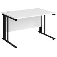 Rectangular Straight Desk White Wood Cable Managed Legs Black Maestro 25 1200 x 800 x 725mm