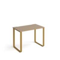 Rectangular Sleigh Frame Desk Kendal Oak Wood/Metal Sleigh Legs Brass Cairo 1000 x 600 x 730mm