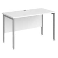 Rectangular Straight Desk White Wood H-Frame Legs Silver Maestro 25 1200 x 600 x 725mm