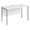 Rectangular Straight Desk White Wood H-Frame Legs Silver Maestro 25 1200 x 600 x 725mm