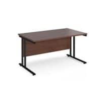 Rectangular Straight Desk with Cantilever Legs Walnut Wood Black Maestro 25 1400 x 800 x 725mm