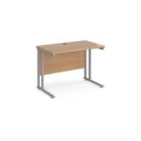 Rectangular Straight Desk with Cantilever Legs Beech Wood Silver Maestro 25 1000 x 600 x 725mm