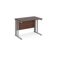 Rectangular Straight Desk Walnut Wood Cable Managed Legs Silver Maestro 25 1000 x 600 x 725mm