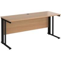 Rectangular Straight Desk Beech Wood Cable Managed Legs Black Maestro 25 1600 x 600 x 725mm