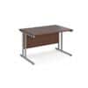 Rectangular Straight Desk with Cantilever Legs Walnut Wood Silver Maestro 25 1200 x 800 x 725mm