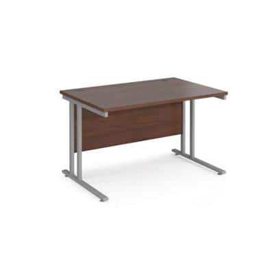 Rectangular Straight Desk with Cantilever Legs Walnut Wood Silver Maestro 25 1200 x 800 x 725mm