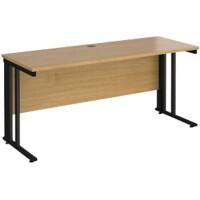 Rectangular Straight Desk Oak Wood Cable Managed Legs Black Maestro 25 1600 x 600 x 725mm