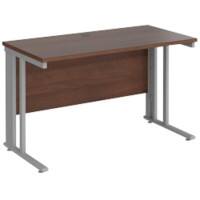 Rectangular Straight Desk Walnut Wood Cable Managed Legs Silver Maestro 25 1200 x 600 x 725mm