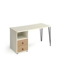 Home Office Straight Desk Rectangular Oak 4 Feet 1,400 (W) x 600 (D) x 730 (H) mm Metal, Wood
