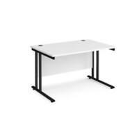 Rectangular Straight Desk with Cantilever Legs White Wood Black Maestro 25 1200 x 800 x 725mm