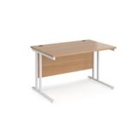 Rectangular Straight Desk with Cantilever Legs Beech Wood White Maestro 25 1200 x 800 x 725mm