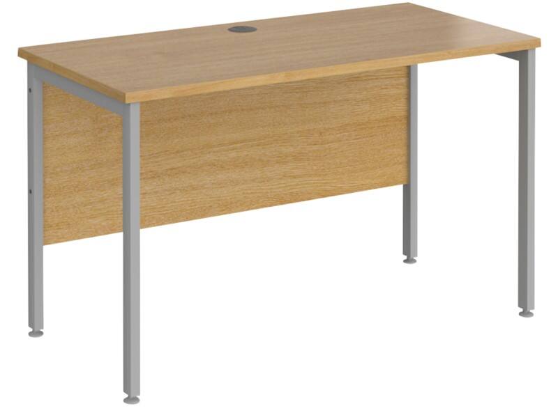 Rectangular Straight Desk Oak Wood H-Frame Legs Silver Maestro 25 1200 x 600 x 725mm