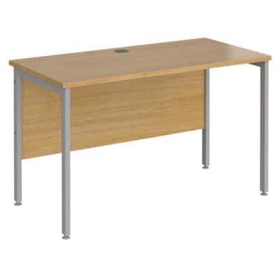 Rectangular Straight Desk Oak Wood H-Frame Legs Silver Maestro 25 1200 x 600 x 725mm