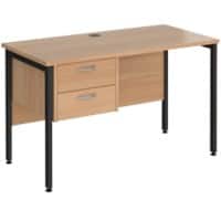 Rectangular Straight Desk Beech Wood H-Frame Legs Black Maestro 25 1200 x 600 x 725mm 2 Drawer Pedestal