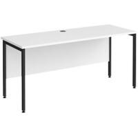 Rectangular Straight Desk White Wood H-Frame Legs Black Maestro 25 1600 x 600 x 725mm