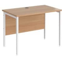 Rectangular Straight Desk Beech Wood H-Frame Legs White Maestro 25 1000 x 600 x 725mm
