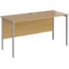 Rectangular Straight Desk Oak Wood H-Frame Legs Silver Maestro 25 1400 x 600 x 725mm