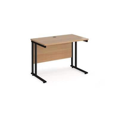Rectangular Straight Desk Beech Wood Black Cantilever Legs Maestro 25 1000 x 600 x 725mm