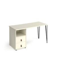Rectangular Hairpin Desk White, White Drawers Wood/Metal Hairpin Legs Black Tikal 1400 x 600 x 730mm