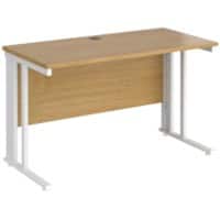 Rectangular Straight Desk Oak Wood Cable Managed Legs White Maestro 25 1200 x 600 x 725mm