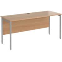 Rectangular Straight Desk Beech Wood H-Frame Legs Silver Maestro 25 1600 x 600 x 725mm