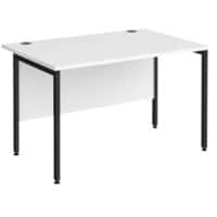 Rectangular Straight Desk White Wood H-Frame Legs Black Maestro 25 1200 x 800 x 725mm