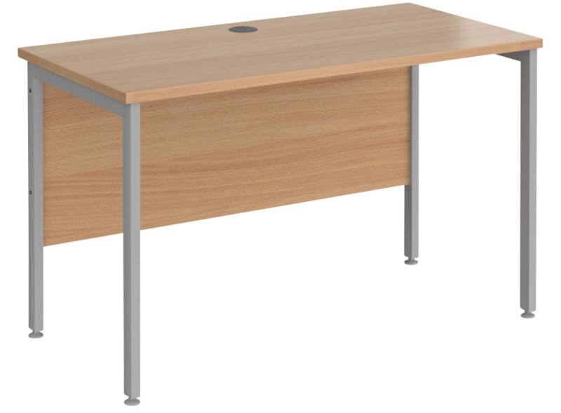 Rectangular Straight Desk Beech Wood H-Frame Legs Silver Maestro 25 1200 x 600 x 725mm