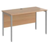 Rectangular Straight Desk Beech Wood H-Frame Legs Silver Maestro 25 1200 x 600 x 725mm