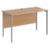 Rectangular Straight Desk Beech Wood H-Frame Legs Silver Maestro 25 1200 x 600 x 725mm
