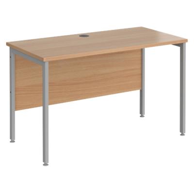 Rectangular Straight Desk Beech Wood H-Frame Legs Silver Maestro 25 1200 x 600 x 725mm