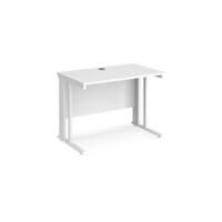 Rectangular Straight Desk White Wood Cable Managed Legs White Maestro 25 1000 x 600 x 725mm