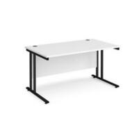 Rectangular Straight Desk White Wood Black Cantilever Legs Maestro 25 1400 x 800 x 725mm