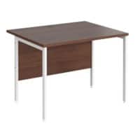 Rectangular Straight Desk Walnut Wood H-Frame Legs White Maestro 25 1000 x 800 x 725mm