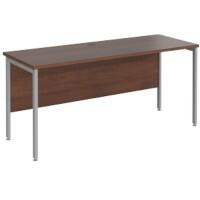 Rectangular Straight Desk Walnut Wood H-Frame Legs Silver Maestro 25 1600 x 600 x 725mm