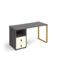 Rectangular Straight Desk with Sleigh Frame Desk and 2 Drawer Pedestal Onyx Grey Wood/Metal Cairo 1400 x 600 x 730mm