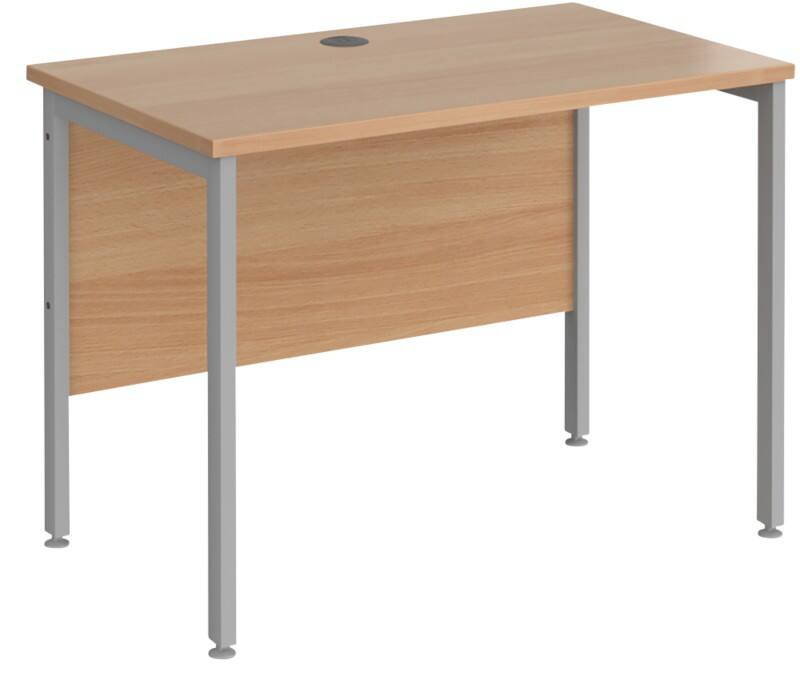 Rectangular Straight Desk Beech Wood H-Frame Legs Silver Maestro 25 1000 x 600 x 725mm
