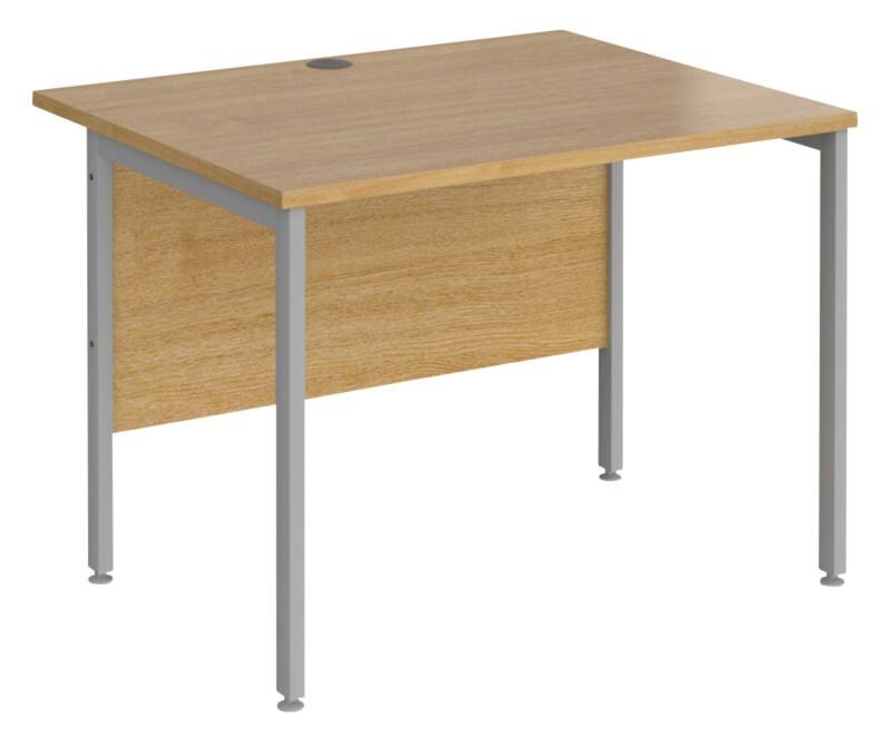 Rectangular Straight Desk Oak Wood H-Frame Legs Silver Maestro 25 1000 x 800 x 725mm