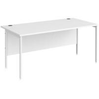 Rectangular Straight Desk White Wood H-Frame Legs White Maestro 25 1600 x 800 x 725mm