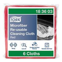 Tork Microfiber Reusable Cleaning Cloth Red 183603 Dry and Wet Use Pack of 6