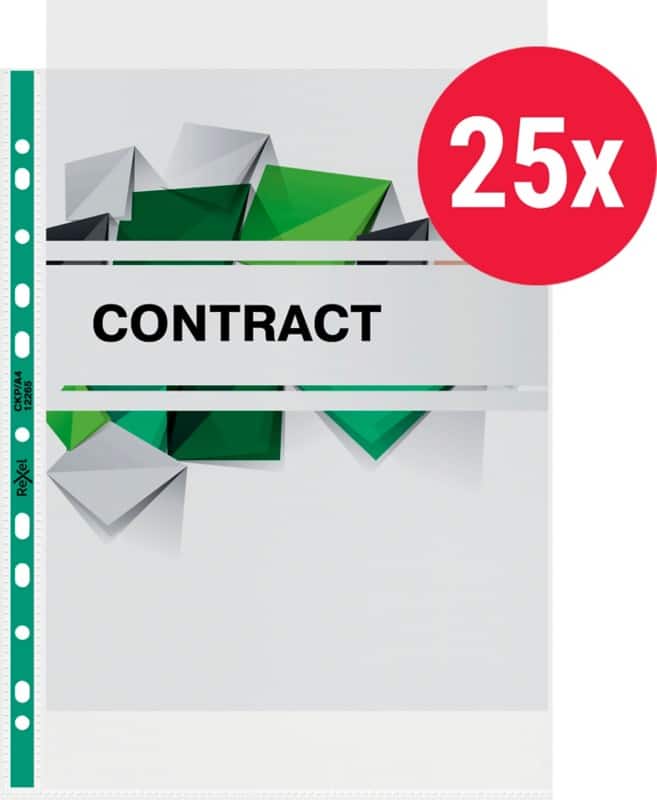Rexel Copy King Punched Pockets  A4 Clear Transparent 90 microns PP (Polypropylene) Top Opening 11 Holes 2115705 Pack of 25