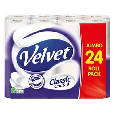 Velvet Classic Toilet Roll 3 Ply 7471124 24 Rolls of 150 Sheets