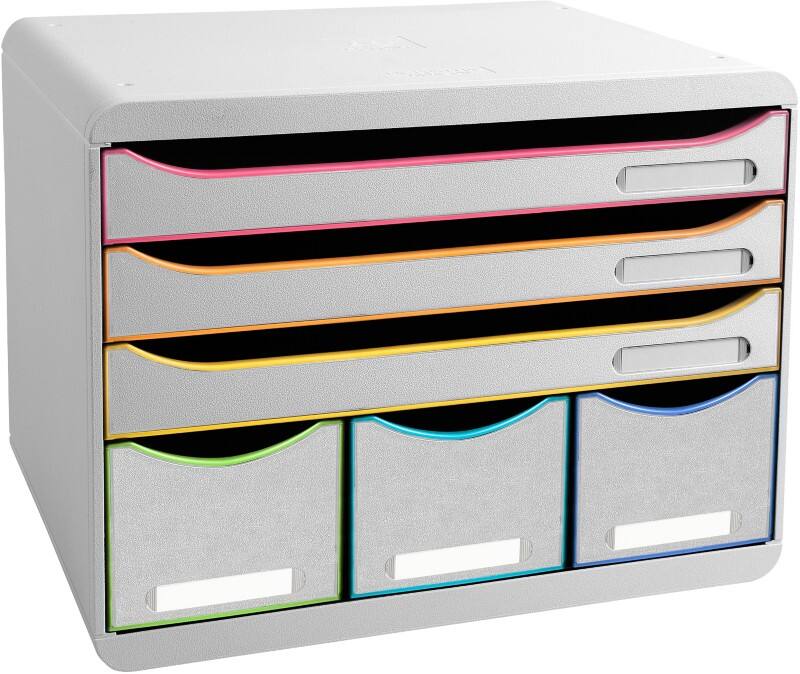 Exacompta Black office Drawer Unit Plastic White Harlequin 6 Drawers 35.5 x 27 x 27.1 cm A4+