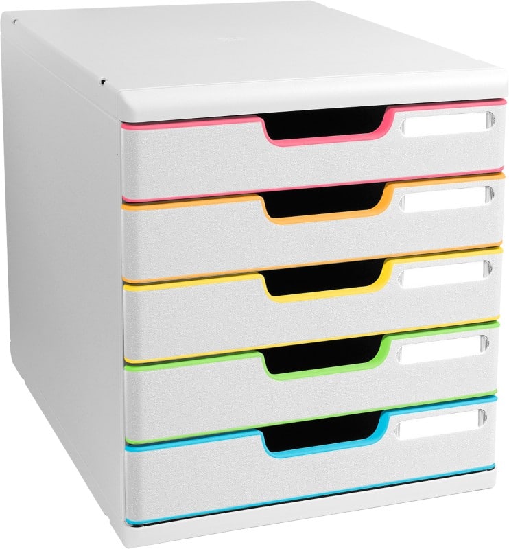 Exacompta Black office Drawer Unit Plastic White Harlequin 5 Drawers 28.8 x 35 x 32 cm A4+