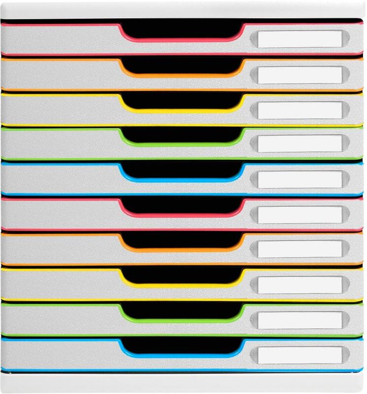 Exacompta Black office Drawer Unit Plastic White Harlequin 10 Drawers 28.8 x 35 x 32 cm A4+