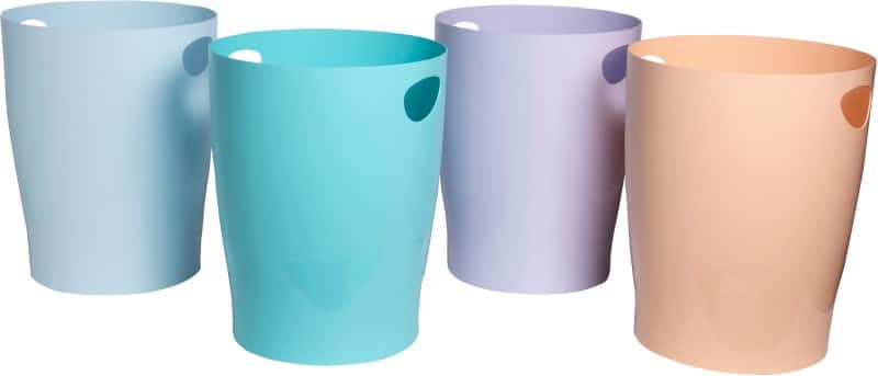 Exacompta Aquarel Waste Bin 15 L Assorted Polypropylene 45396D Round Pack of 8