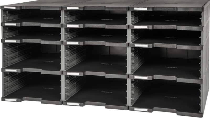 Exacompta ECOBlack Drawer Unit Plastic Dark Grey 12 Drawers 86.4 x 35.4 x 42.2 cm A4+