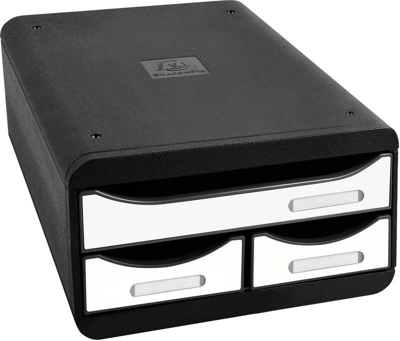 Exacompta Glossy Drawer Unit Plastic Glossy White 3 Drawers 27.8 x 34.7 x 13 cm A4+