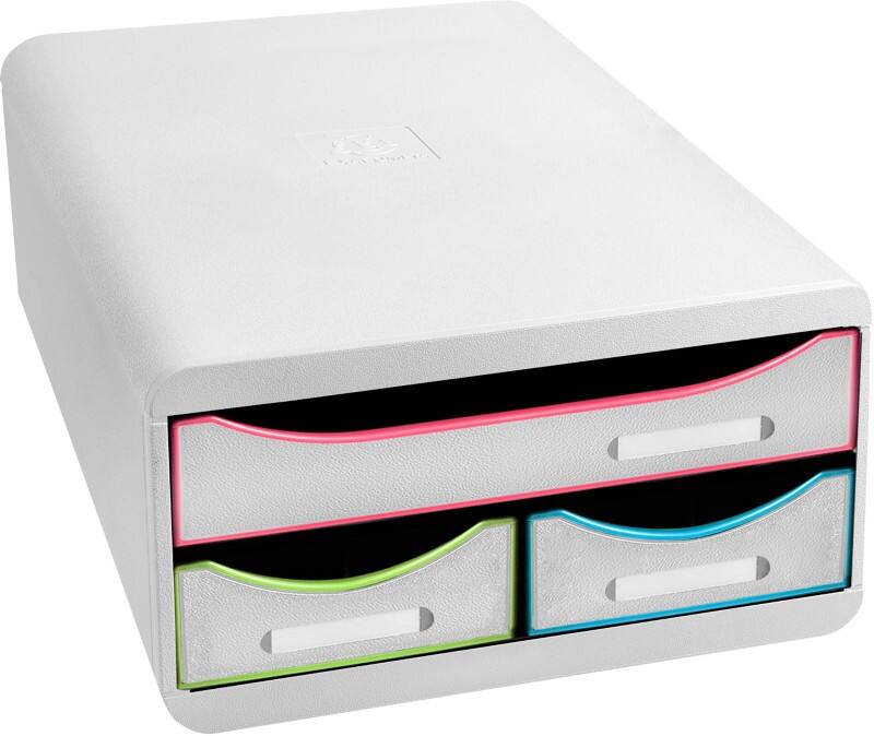 Exacompta Black office Drawer Unit Plastic White Harlequin 3 Drawers 27.8 x 34.7 x 13 cm A4+