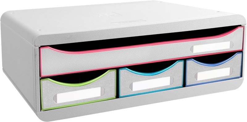 Exacompta Black office Drawer Unit Plastic White Harlequin 4 Drawers 35.5 x 27 x 13.5 cm A4+