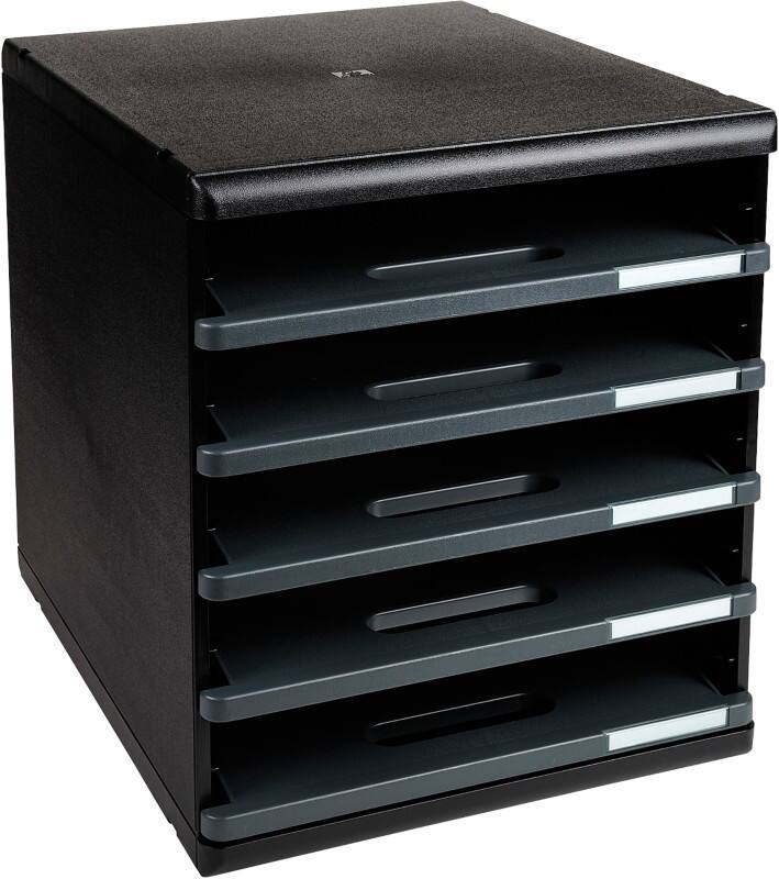 Exacompta ECOBlack Drawer Unit Plastic Dark Grey 5 Drawers 28.8 x 35 x 32 cm A4+